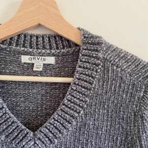 Orvis Gray Chenille Sweater V Neck Super Soft- Small
